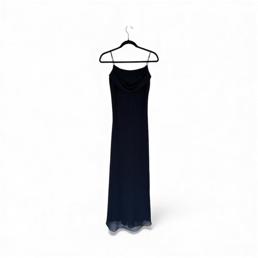 Vintage navy sparkle cowl‎ neck maxi dress